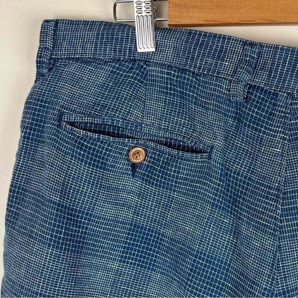 J. Crew Club | Men’s 100% Linen Plaid Shorts Blue Preppy Beachy Coastal | 36